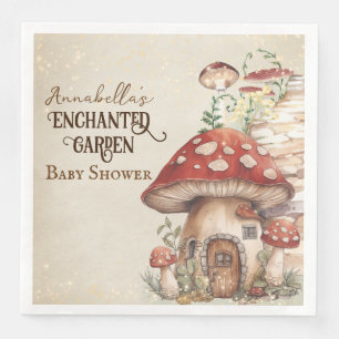Mushroom House Enchanted Garden Baby shower Servet