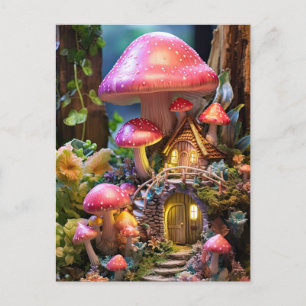 Mushroom House Fairy Garden Enchanted Forest Briefkaart