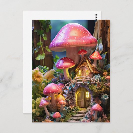 Mushroom House Fairy Garden Enchanted Forest Briefkaart (Voorkant / Achterkant)