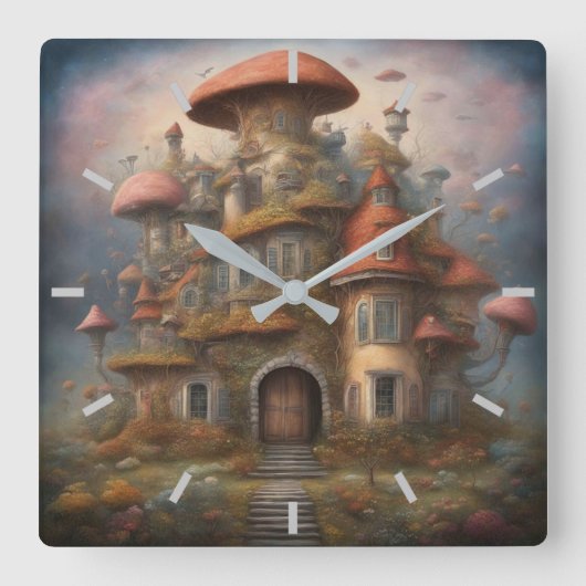 Mushroom House Muur Klok (Voorkant)