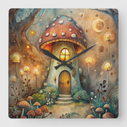 Mushroom House Muur Klok (Voorkant)