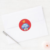 Mushroom House op rood Ronde Sticker (Envelop)