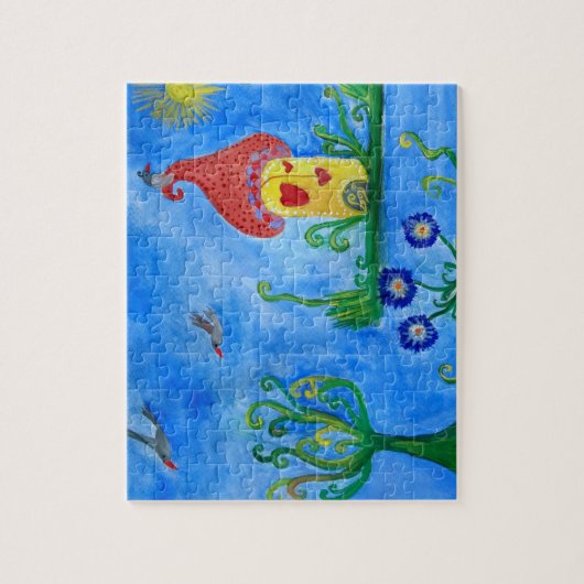 Mushroom House Puzzel met geschenkdoos Legpuzzel (Verticaal)