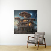 Mushroom House Tapestry Wandkleed (In situ)