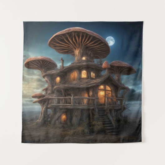 Mushroom House Tapestry Wandkleed (Voorkant)