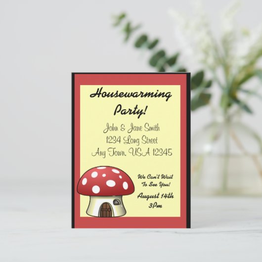 Mushroom House Warming Aankondiging (Staand voorkant)