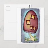 Mushroom House Waterverf Briefkaart (Voorkant / Achterkant)