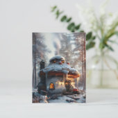 Mushroom huis in de sneeuw briefkaart (Staand voorkant)