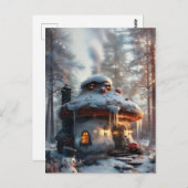 Mushroom huis in de sneeuw briefkaart (Voorkant / Achterkant)