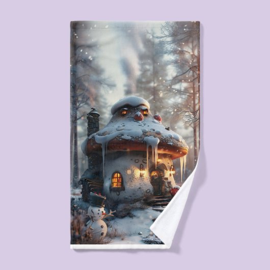 Mushroom huis in de sneeuw handdoek (Handdoek)