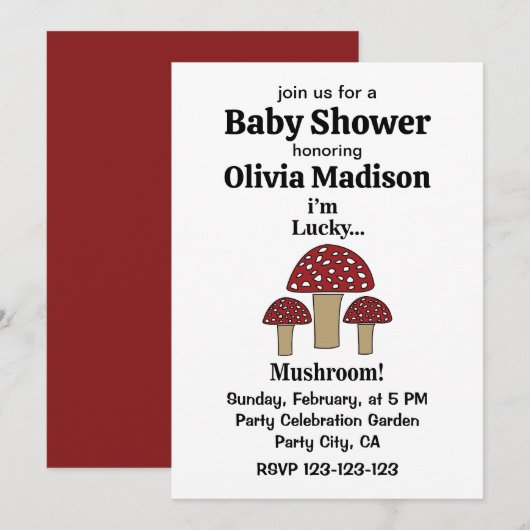 Mushroom Ik ben Lucky Mushroom Baby shower Kaart (Voorkant / Achterkant)