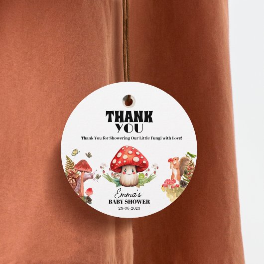 Mushroom Little Fungi Forest Greenery Baby shower Bedankjes Labels