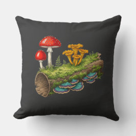  Mushroom Log Fantasy Fungi Illustration Kussen