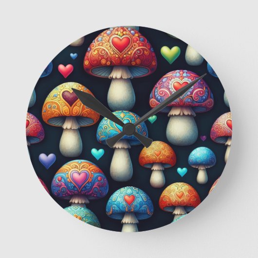 Mushroom Love Ronde Klok (Voorkant)