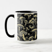 Mushroom Magic: Bold Black & White Coffee Mok (Links)