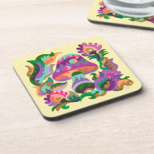 Mushroom Magic Rainbow Glass Onderzetter