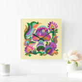 Mushroom Magic Rainbow Trivet Vierkante Klok (Huis)