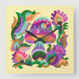 Mushroom Magic Rainbow Trivet Vierkante Klok