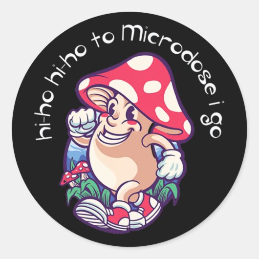 Mushroom Microdosering Geestelijke Gezondheidsbewu Ronde Sticker (Voorkant)