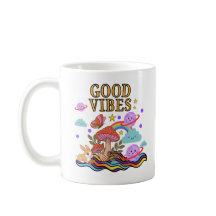Mushroom Mok met Goede Vibes ,Trippy Regenboog Kof