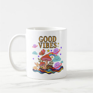 Mushroom Mok met Goede Vibes ,Trippy Regenboog Kof