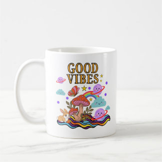 Mushroom Mok met Goede Vibes ,Trippy Regenboog Kof
