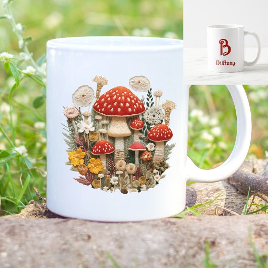 Mushroom monogram koffiemok