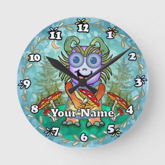 Mushroom Monster Ronde Klok (Voorkant)