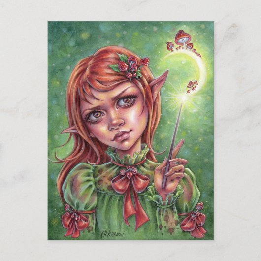 Mushroom Mood Briefkaart Elf Meisje Fantasy (Voorkant)