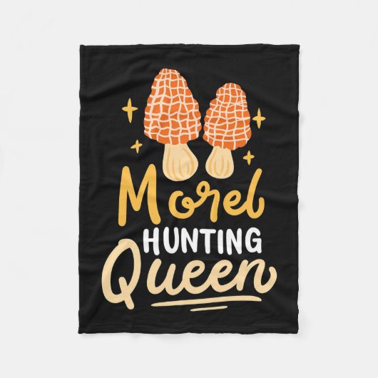 Mushroom Morel Hunting Queen Fleece Deken (Voorkant)