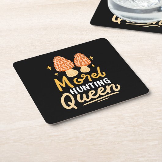 Mushroom Morel Hunting Queen Kartonnen Onderzetters (Schuin)