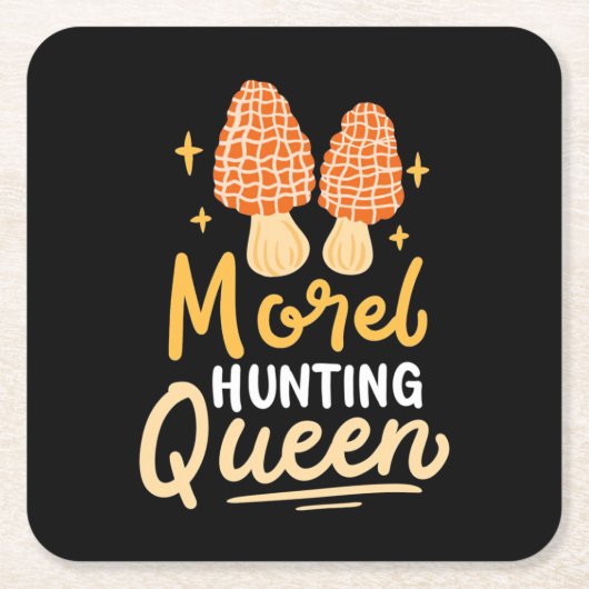 Mushroom Morel Hunting Queen Kartonnen Onderzetters (Voorkant)