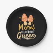 Mushroom Morel Hunting Queen Papieren Bordje (Voorkant)