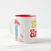 MUSHROOM MUG HANDPAINTED TWEEKLEURIGE KOFFIEMOK (Voorkant links)