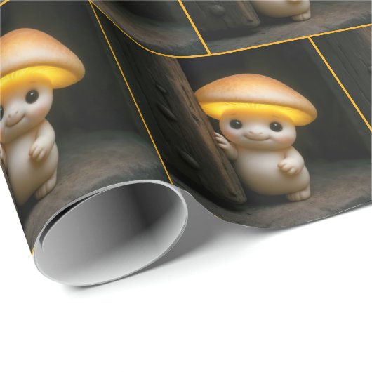 Mushroom Munchkin Peeking Around a Door Cadeaupapier (Rol Hoek)