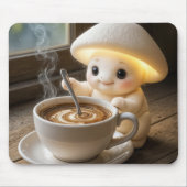 Mushroom Munchkin roeren koffie in de ochtend Muismat (Voorkant)