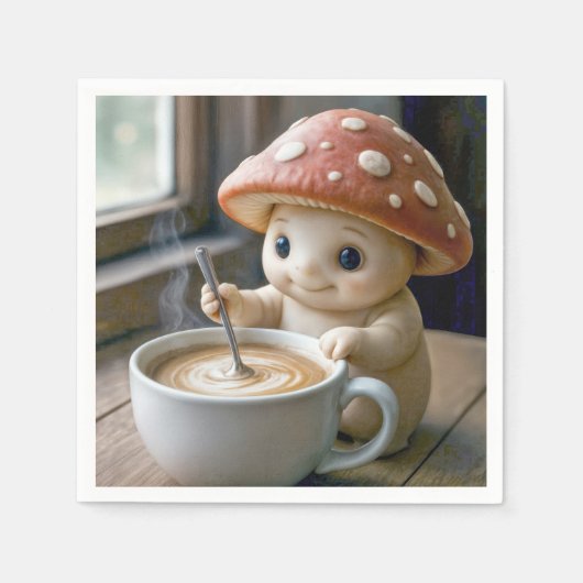 Mushroom Munchkin roeren koffie in de ochtend Servet (Voorkant)