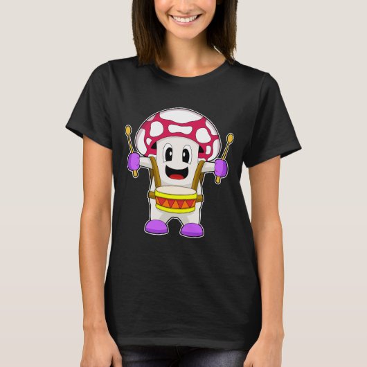 Mushroom muzikant Drum Muziek T-shirt (Voorkant)