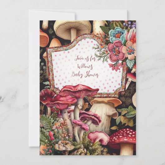 Mushroom Natuur Party Douche Invitation Kaart (Achterkant)