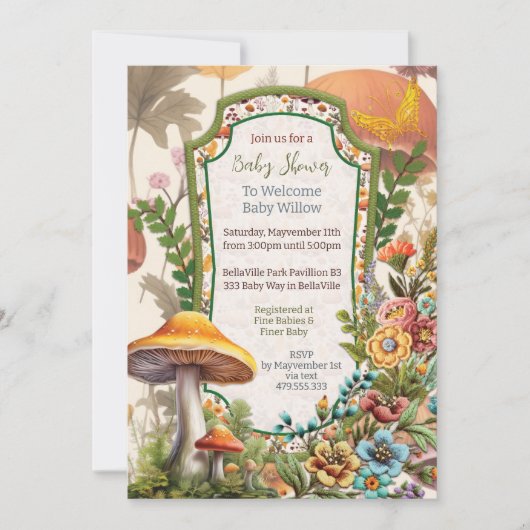 Mushroom Natuur Party Douche Invitation Kaart (Voorkant)