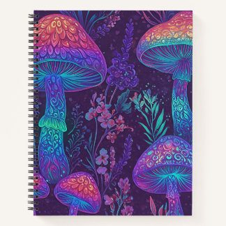 Mushroom Neon Forest Dreamscape Notitieboek