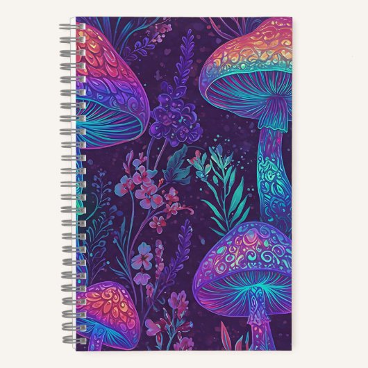 Mushroom Neon Forest Dreamscape Notitieboek (Voorkant)