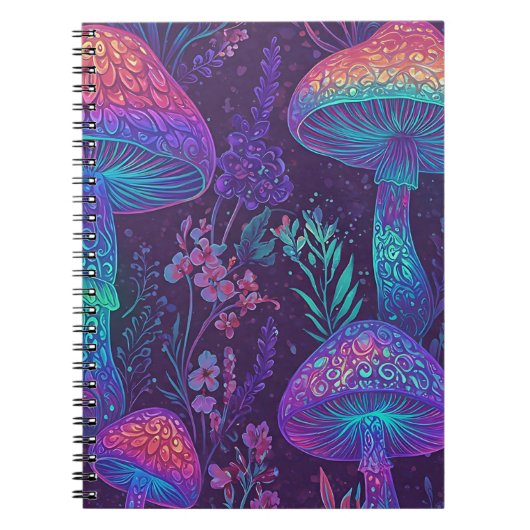 Mushroom Neon Forest Dreamscape Notitieboek (Voorkant)