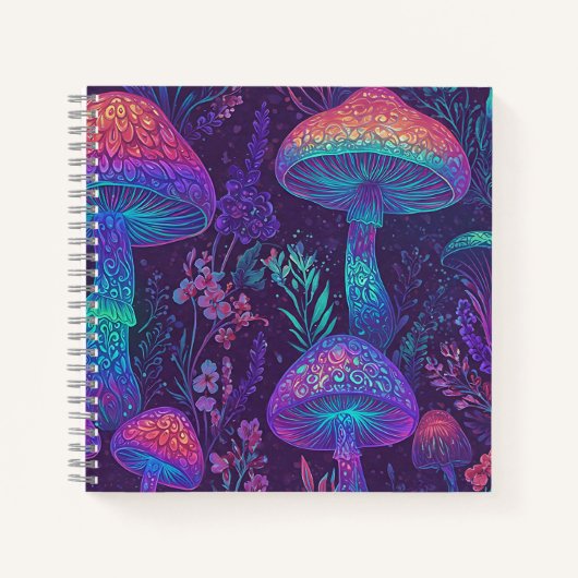Mushroom Neon Forest Dreamscape Notitieboek (Voorkant)
