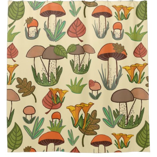 Mushroom pattern. douchegordijn (Voorkant)