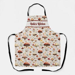 Mushroom Pattern Gepersonaliseerde All-Over Print Schort