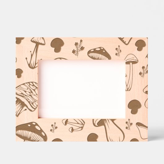 Mushroom Pattern Houten Afbeelding Lijst Gegraveerde Lijstjes (Voorkant)