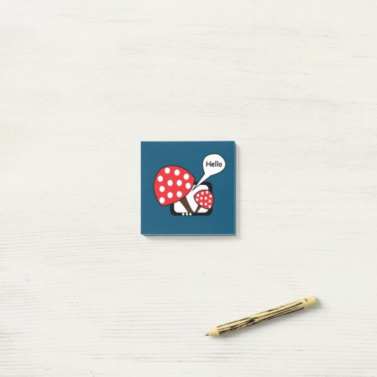 Mushroom Red Mushroom Gezegde Hallo Post-it® Notes (Op bureau)