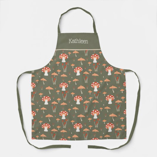  Mushroom Retro Green All-Over Print Schort (Voorkant)
