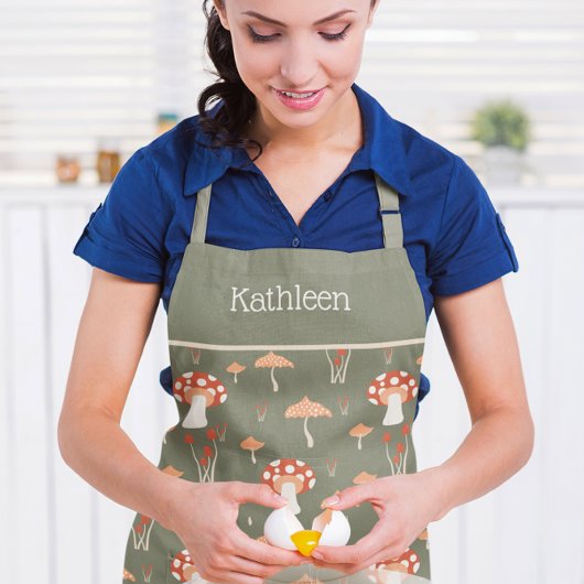  Mushroom Retro Green All-Over Print Schort